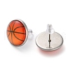 Sport Balls Glass & 304 Stainless Steel Stud Earrings for Women EJEW-H005-01P-03-2