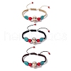 3Pcs 3 Colors Adjustable Synthetic Dyed Turquoise & Magnesite Braided Bead Bracelets BJEW-JB10604-1