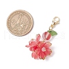 Flower Synthetic Moonstone & Glass Pendant Decorations HJEW-TA00337-04-3