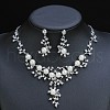Flower Alloy & Plastic Pearl & Crystal Rhinestone Pendant Necklaces & Stud Dangle Earrings Sets FS-WG18295-01-1