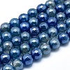 Electroplated Natural Agate Beads Strands G-O164-14-8mm-1