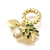 Brass Pave Green & Clear Cubic Zirconia European Dangle Charms KK-Q066-02G-2
