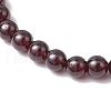 Round Natural Grade AAAA Garnet Beads Stretch Bracelets for Men Women BJEW-JB11825-03-3