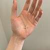 Religion Cross 925 Sterling Silver Pave Cubic Zirconia Pendant Necklaces for Women NJEW-F338-03P-5