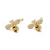 Cubic Zirconia Bee Stud Earrings with Enamel EJEW-G341-02G-1