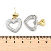 Heart Brass Dangle Stud Earrings EJEW-V011-05PG-5