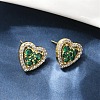 Heart Brass Micro Pave Cubic Zirconia Stud Earrings EJEW-M082-15G-1