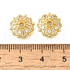 Flower Brass Micro Pave Clear Cubic Zirconia Bead Caps KK-V008-31G-3
