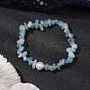 Natural Aquamarine Chips Stretch Bracelets for Women BJEW-JB11343-01-1