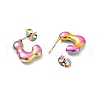 Ion Plating(IP) 304 Stainless Steel Rectangle Stud Earrings EJEW-P202-06MC-2