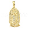 Virgin Mary Theme Rack Plating Brass Micro Pave Clear Cubic Zirconia Pendants KK-Z067-06G-07-1