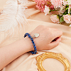 Olycraft Natural Lapis Lazuli Round Beaded Stretch Bracelet with Alloy Heart Charm BJEW-OC0001-09D-3