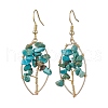 Dyed Natural Howlite Chips Tree of Life Dangle Earrings EJEW-JE05730-01-1