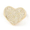 Clear Cubic Zirconia Heart Signet Open Cuff Ring RJEW-I083-13G-2