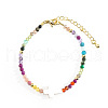 Bohemian Brass Cross Shell Gemstone Beaded Bracelets TZ7281-1