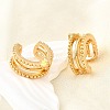 Brass Micro Pave Clear Cubic Zirconia Cuff Earrings EJEW-F370-36G-6