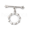 Brass Pave Clear Cubic Zirconia Toggle Clasps KK-P234-87P-4