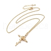 304 Stainless Steel Cross with Flower Pendant Necklaces for Women NJEW-A020-03F-G-2