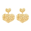 Hammered Heart Brass Dangle Stud Earrings EJEW-R025-23G-4