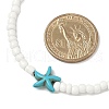 3Pcs 3 Colors Dyed Synthetic Turquoise Starfish & Glass Seed Beaded Necklaces NJEW-JN05330-3