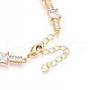 Brass Micro Pave Clear Cubic Zirconia Rectangle Link Chain Bracelets for Women ZIRC-T016-06G-4