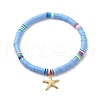 4Pcs 4 Style Handmade Polymer Clay Disc Surfer Stretch Anklets Set AJEW-AN00503-4