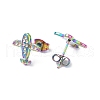 Ion Plating(IP) 304 Stainless Steel Plane Stud Earring Findings EJEW-I285-14MC-2