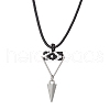 Cylinder Seed Beaded Evil Eye & Alloy Pyramid Cone Pendant Necklaces NJEW-MZ00105-01-2