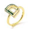 Mixed Color Enamel Initial Letter Adjustable Ring with Clear Cubic Zirconia RJEW-P045-01G-D-4