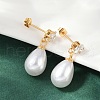 Teardrop with Flat Round 304 Stainless Steel Clear Cubic Zirconia Dangle Stud Earrings EJEW-F366-01G-02-4