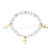 Alloy Pendants with ABS Plastic Imitation Pearl Beads and K9 Glass and Brass Grade A Rhinestone Spacer Beads and Flat Elastic Crystal String Bracelets BJEW-JB11778-02-2
