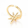 Brass Micro Pave Clear Cubic Zirconia Cuff Rings for Women KK-T074-07G-3