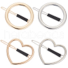 MAKERER 4Pcs 4 Style Alloy Hollow Heart & Ring Hair Pin PHAR-GO0001-01-1