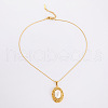 Chic Design Oval Stainless Steel with Imitation Pearl Pendant Necklaces for Women AA0012-3