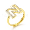 Mixed Color Enamel Initial Letter Adjustable Ring with Clear Cubic Zirconia RJEW-P045-01G-N-4