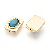 Brass Pave Synthetic Turquoise Beads KK-N258-14G-2