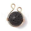 10Pcs 10 Styles Natural Green Aventurine & Rose Quartz & Lava Rock & Carnelian & Amethyst Copper Wire Wrapped Round Pendants PALLOY-JF03609-4