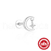 Moon with Star 925 Sterling Silver Micro Pave Clear Cubic Zirconia Cartilage Earrings FS-WGA2317-04-2
