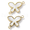 Ion Plating(IP) 304 Stainless Steel Pave White Shell Connector Charms STAS-Z099-03G-03-1