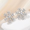 Snowflake Brass & ABS Imitation Pearl Stud Earrings EJEW-M077-03P-4