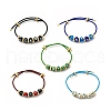 Lampwork Evil Eye & Brass Beaded Bangle BJEW-L679-04G-1