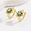 Elegant S925 Silver Cubic Zirconia Flower Cuff Earrings YI9014-4