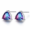 S925 Sterling Silver Cubic Zirconia Triangle Stud Earrings CX8701-6