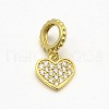 Heart Brass Micro Pave AAA Cubic Zirconia Large Hole European Dangle Charms ZIRC-L047-21G-NR-1