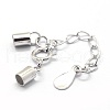 Rhodium Plated 925 Sterling Silver Cord Ends STER-I016-129A-1