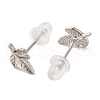 Rhodium Plated Sterling Silver Stud Earrings for Women EJEW-D106-02P-2