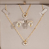 Ring 304 Stainless Steel Micro Pave Clear Cubic Zirconia Pendant Necklaces & Stud Earrings & Link Bracelets Sets FS-WGE7FBC-01-3