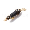 3Pcs 3 Styles Natural Obsidian Pointed Copper Wire Wrapped Faceted Bullet Big Pendants PALLOY-JF03573-02-5