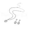 Teardrop Brass Rhinestone Stud Earrings & Pendant Necklaces Set for Women SJEW-M102-05S-2