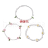 3Pcs 3 Colors Acrylic Charms Bracelets Sets for Women BJEW-TA00577-02-4